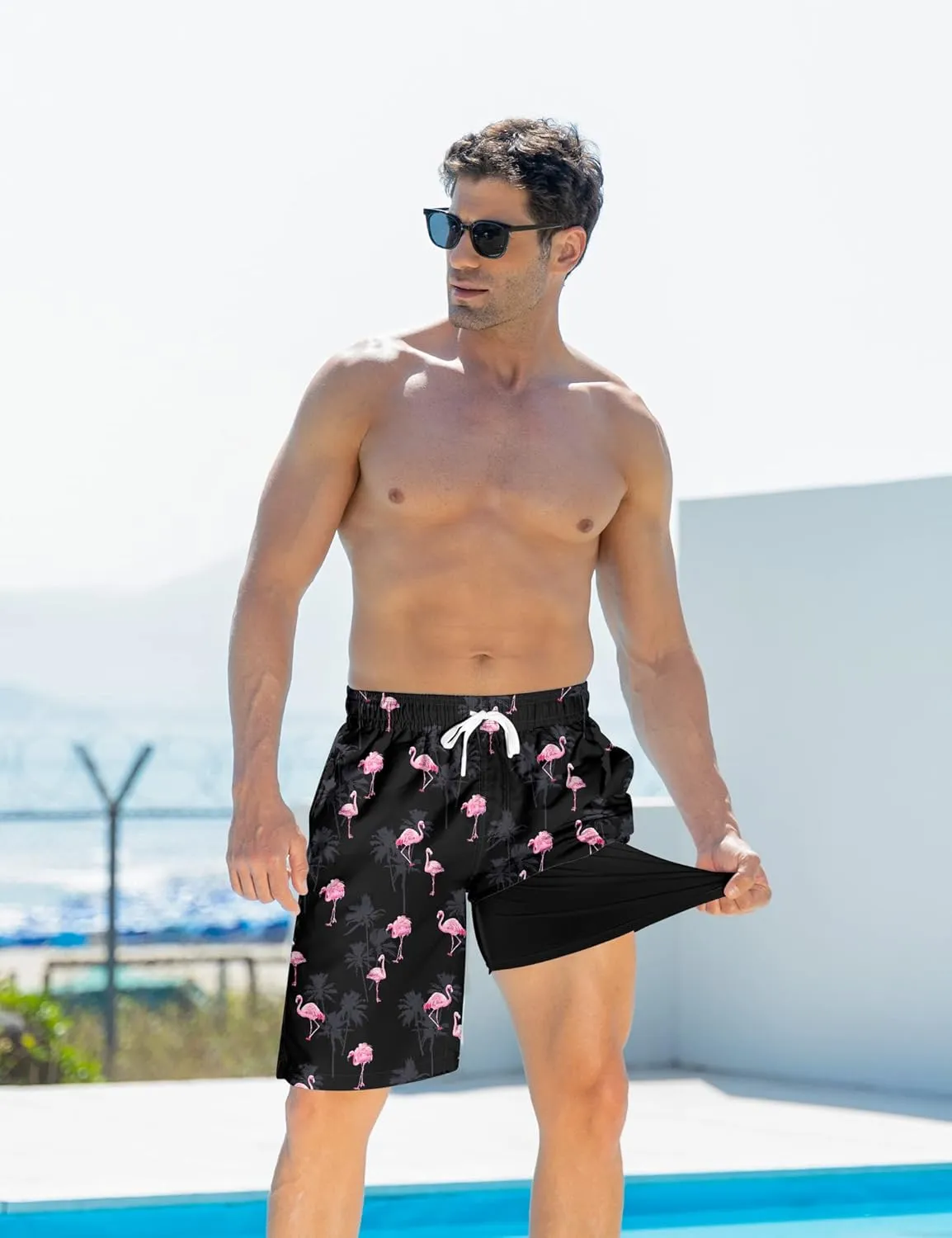 Goodstoworld Mens Swim Trunks with Compression Liner 9'' Inseam Quick Dry Swimsuit Shorts M-3XL