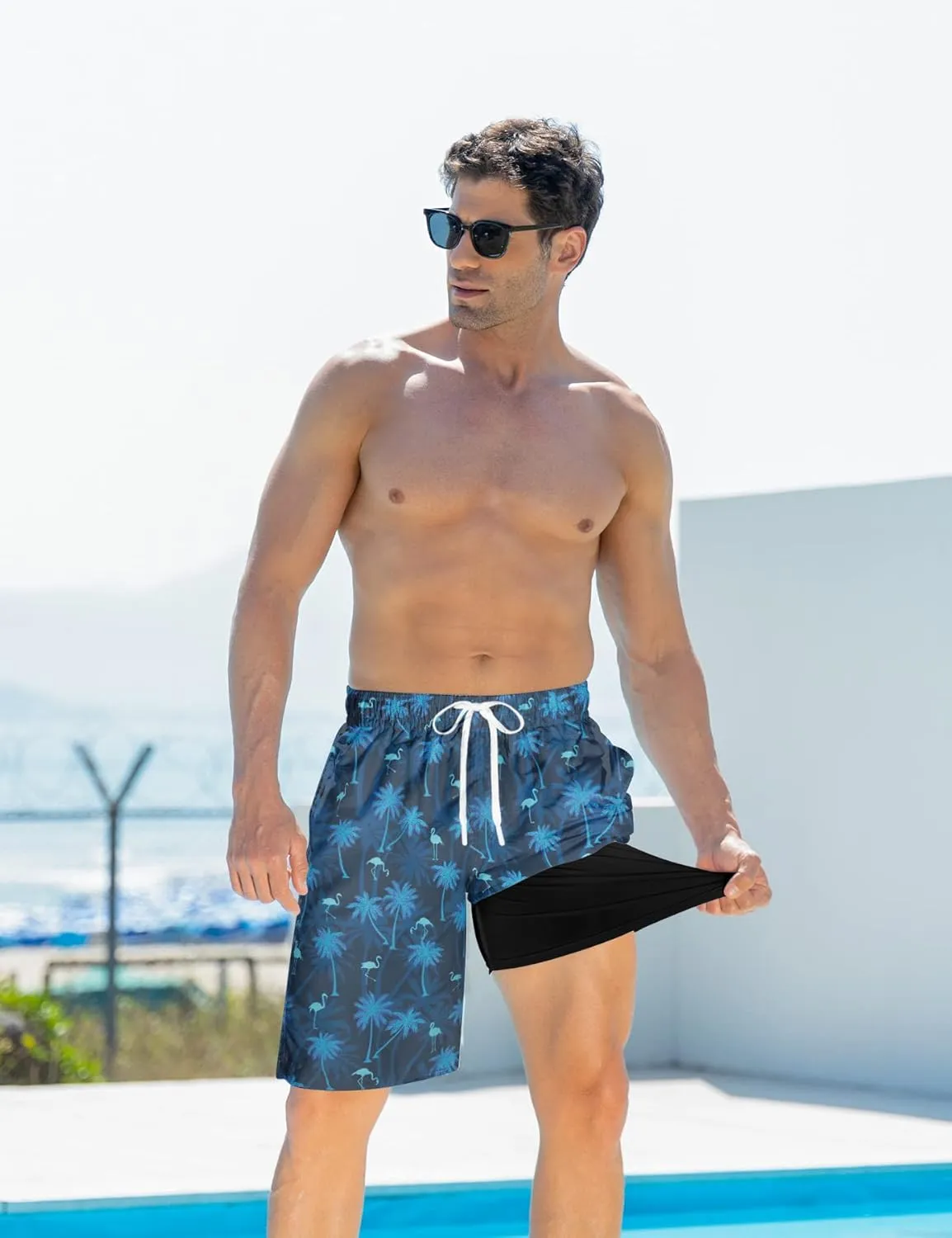 Goodstoworld Mens Swim Trunks with Compression Liner 9'' Inseam Quick Dry Swimsuit Shorts M-3XL