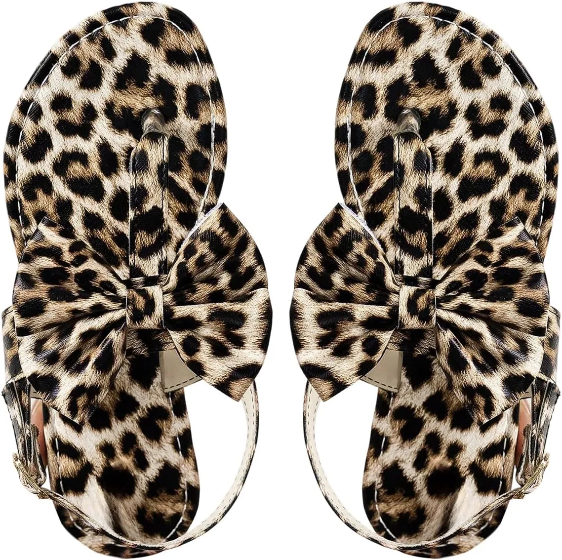 GORGLITTER Women's Bow Flip Flops Dressy T-Strap Thong Summer Flat Sandals Open Toe Rhinestone Slingback Slides