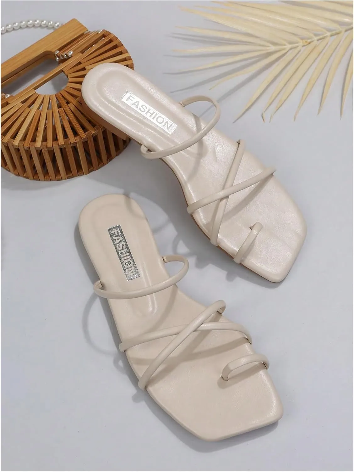 GORGLITTER Women's Criss Cross Strap Flat Sandals Ring Toe Thong Flip Flop