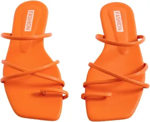 GORGLITTER Women's Criss Cross Strap Flat Sandals Ring Toe Thong Flip Flop