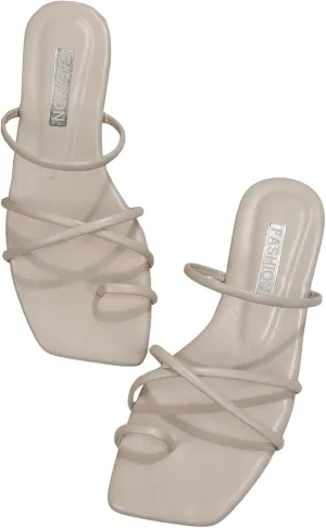 GORGLITTER Women's Criss Cross Strap Flat Sandals Ring Toe Thong Flip Flop