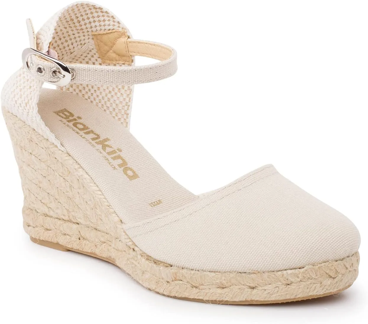 Granada Authentic Spanish Espadrille Wedge Sandals for Women - Sustainable, Eco Friendly, Vegan Shoes. Classic Style, Organic Cotton Canvas Upper, Comfy Insole, Jute Midsole, Rubber Sole. Made in Spain