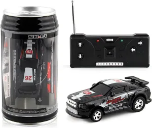 Grebest Mini RC Car,1 Set Micro Remote Control Car with Roadblocks Coke Cans Design Creative Simulation Racing Car Toy Kids Gift (Black)