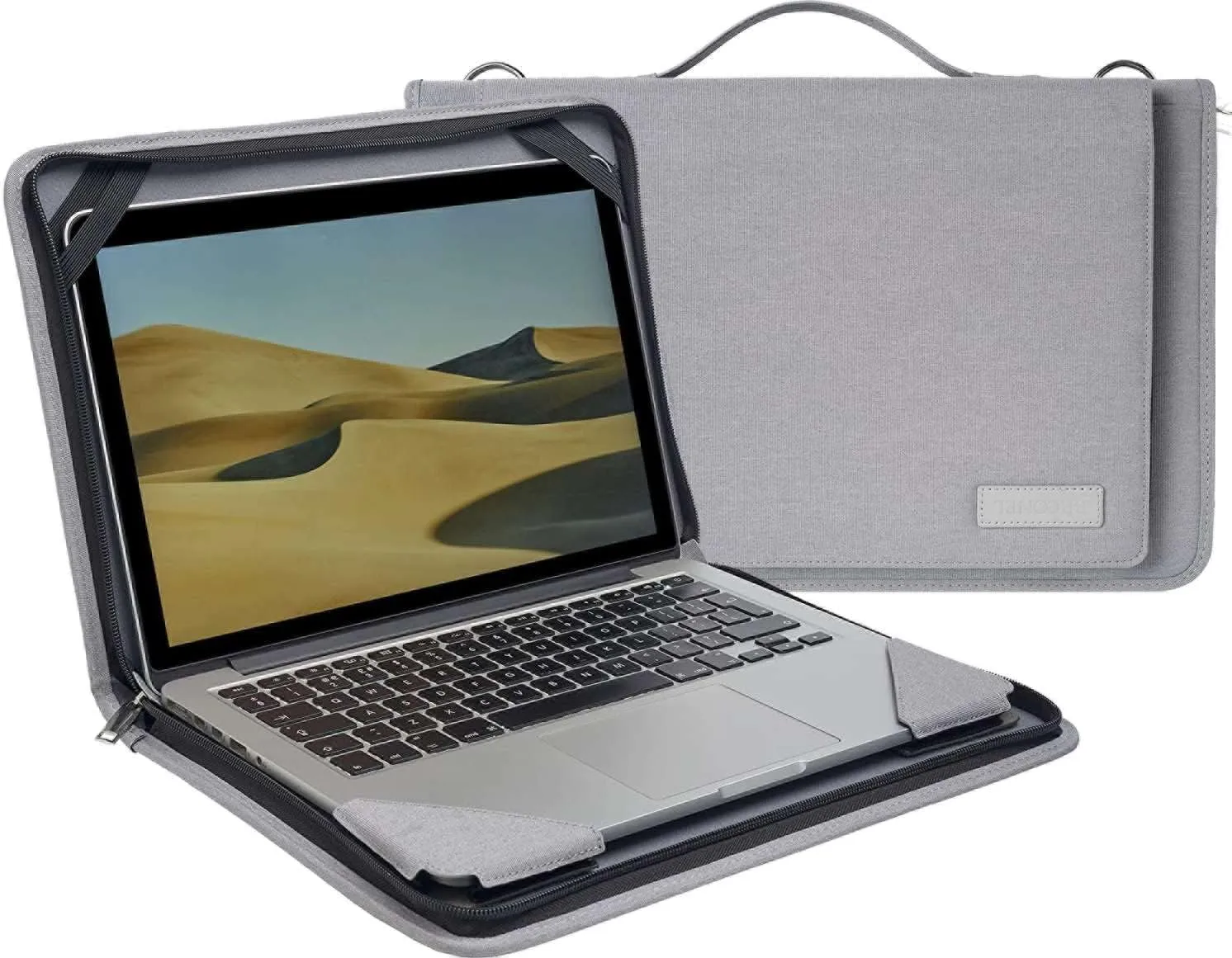 Grey Leather Laptop Messenger Case - Compatible with MSI Summit E16 AI Studio 16" Laptop