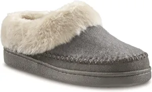 Guide Gear Womens Faux Fur Collar Clog Slippers, Plaid, Fur-Lined, Warm, Slip-On, Lounge Shoes, Bedroom House Slippers, Indoor and Outdoor