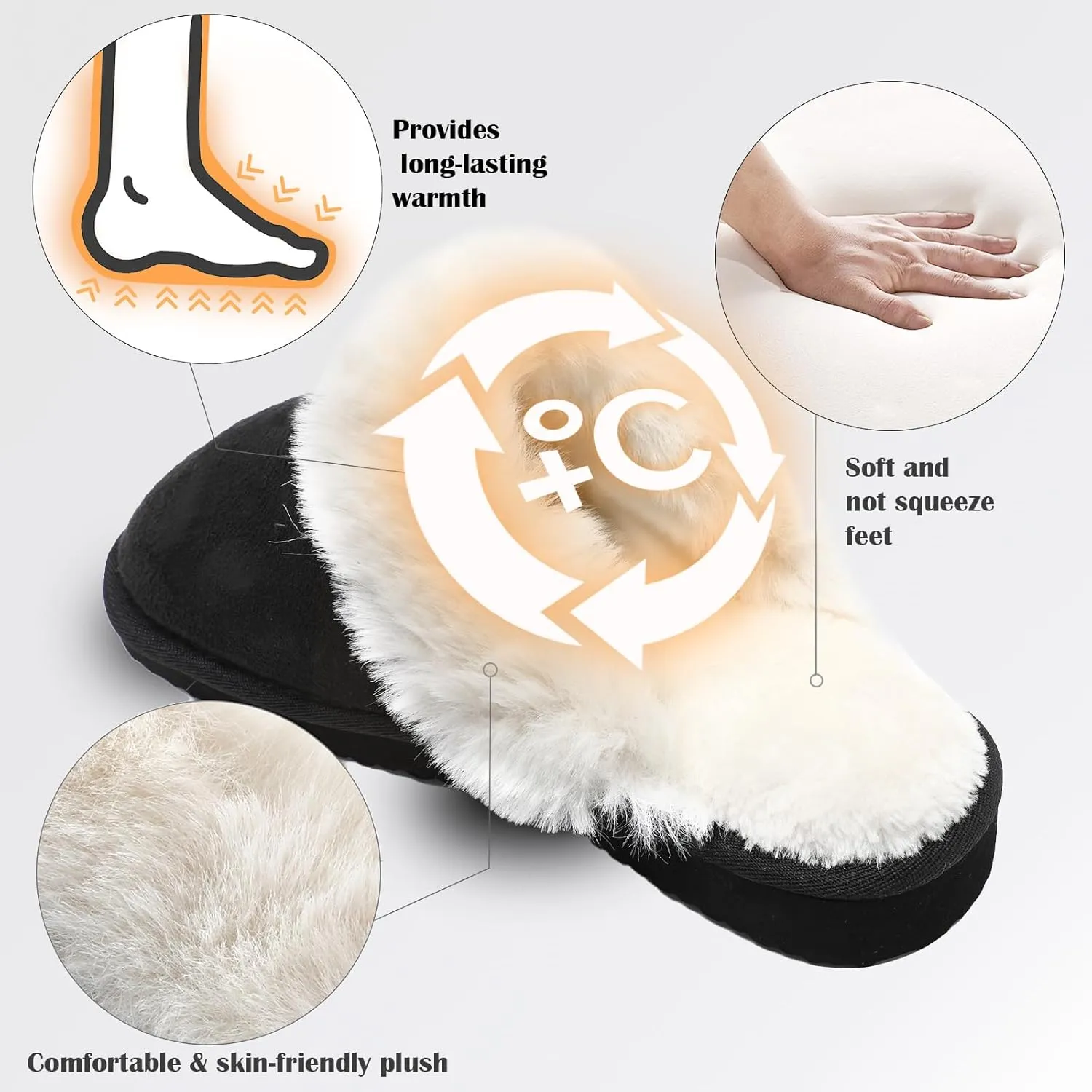 Guyarns Fuzzy House Slippers for Women,Memory Foam Womens Slippers Indoor and Outdoor Non-Slip Faux Fur Comfy Winter House Shoes