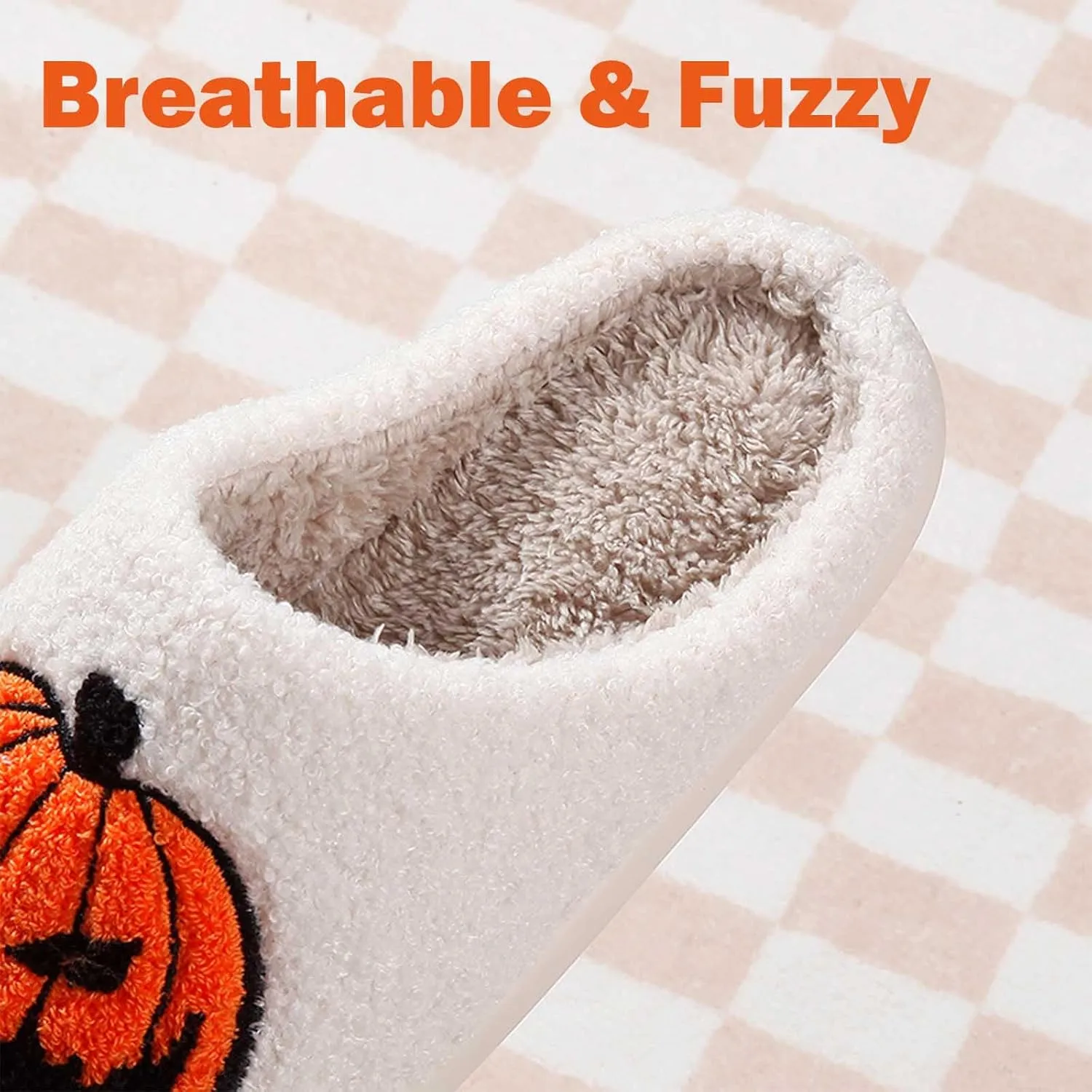 Halloween Comfy Pumpkin Slippers - Womens & Mens Memory Foam House Slippers