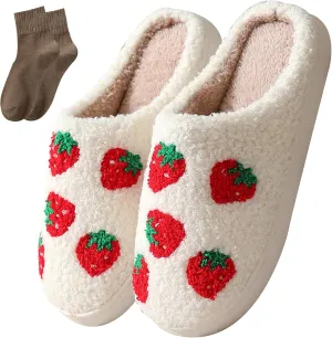 Happy Face Slippers for Women Men,Retro Soft Cozy Comfy Plush Lightweight House Slippers Slip-on Indoor Outdoor Slippers,Slip on Anti-Skid Sole