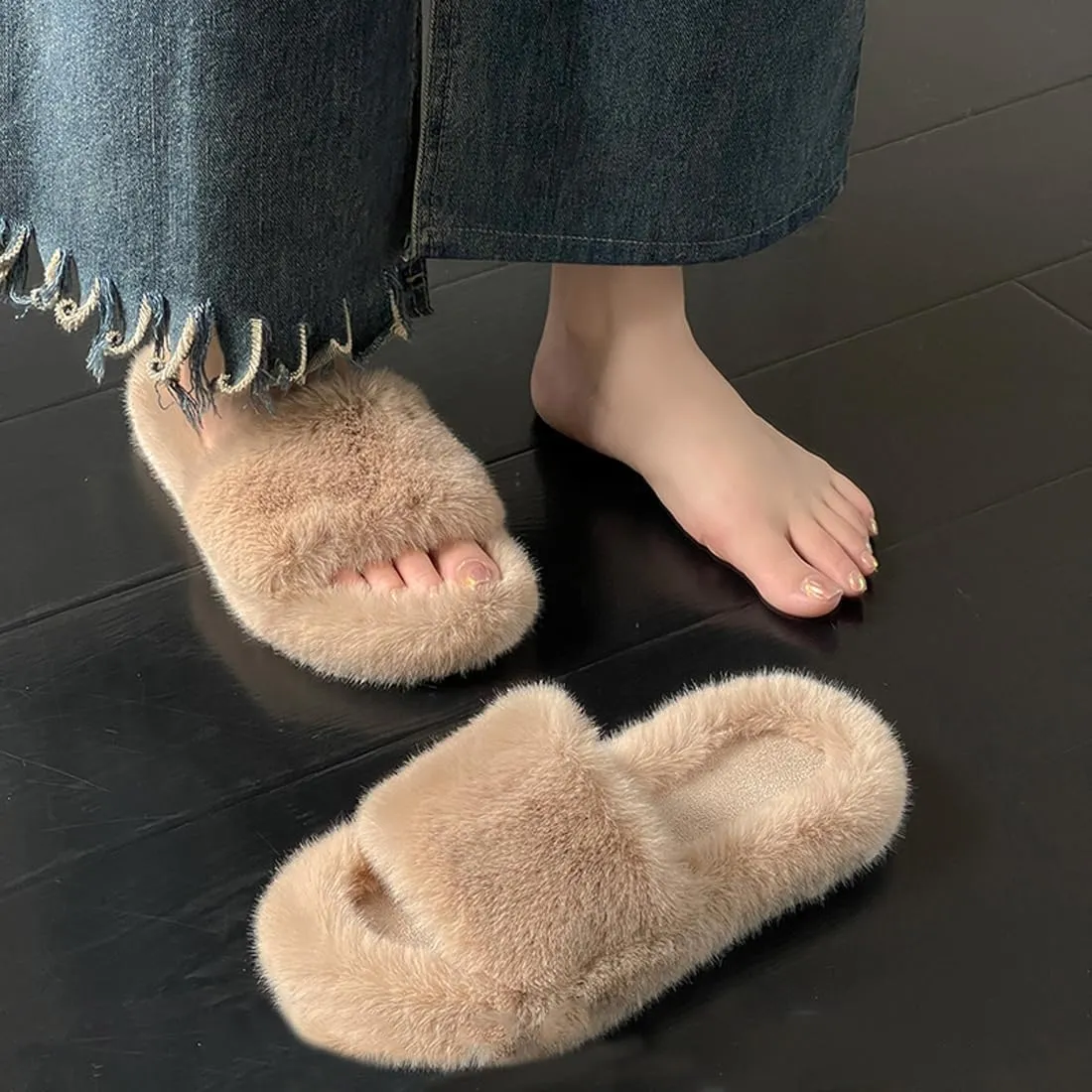 Harssidanzar Women Memory Foam House Bedroom Slippers Sandals Slides Soft Flat Comfy Anti-Slip Open Toe Indoor Outdoor Slip on KL504US