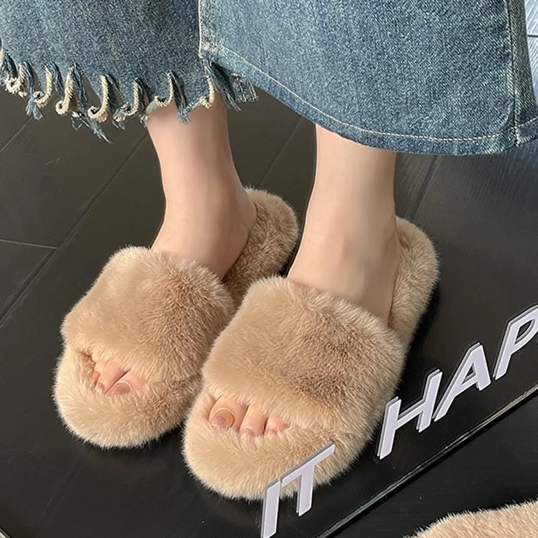 Harssidanzar Women Memory Foam House Bedroom Slippers Sandals Slides Soft Flat Comfy Anti-Slip Open Toe Indoor Outdoor Slip on KL504US