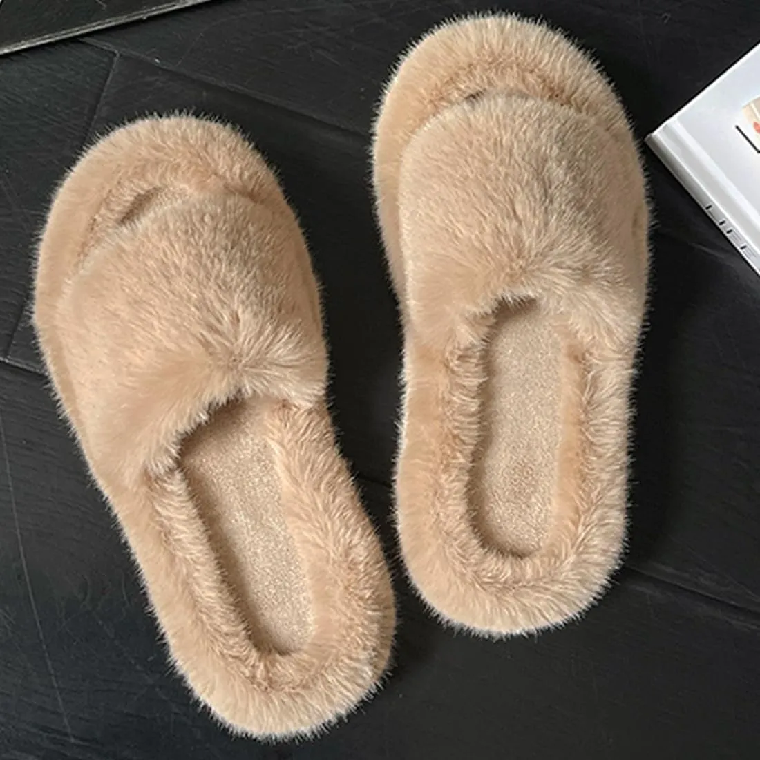 Harssidanzar Women Memory Foam House Bedroom Slippers Sandals Slides Soft Flat Comfy Anti-Slip Open Toe Indoor Outdoor Slip on KL504US