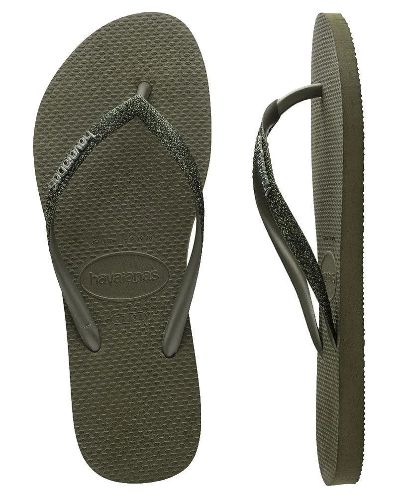 Havaianas Slim Metal Logo Glitter Womens