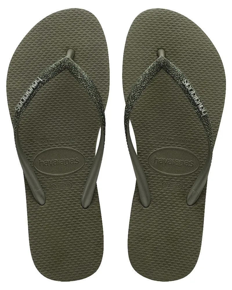 Havaianas Slim Metal Logo Glitter Womens