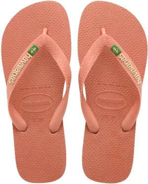 Havaianas Women's Brazil Logo Flip Flops Sandals, Pink Clay, 7/8