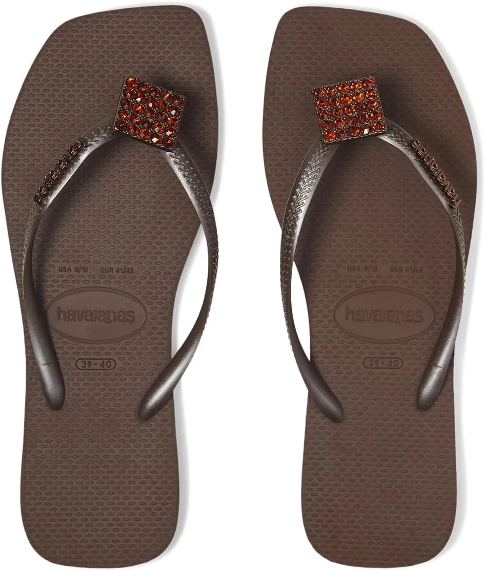 Havaianas Women's Slim Crystal Square Elegance Sandals Flip-Flop