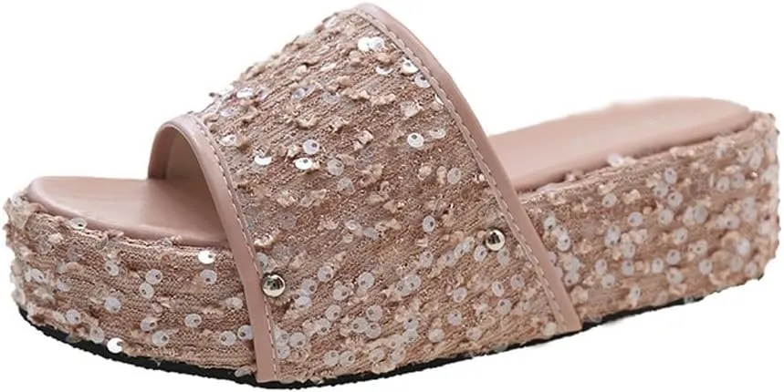 HBJWOV Thick Sole Toe Flip Flops for Women's Versatile Soft Sole with Diamond Sandals