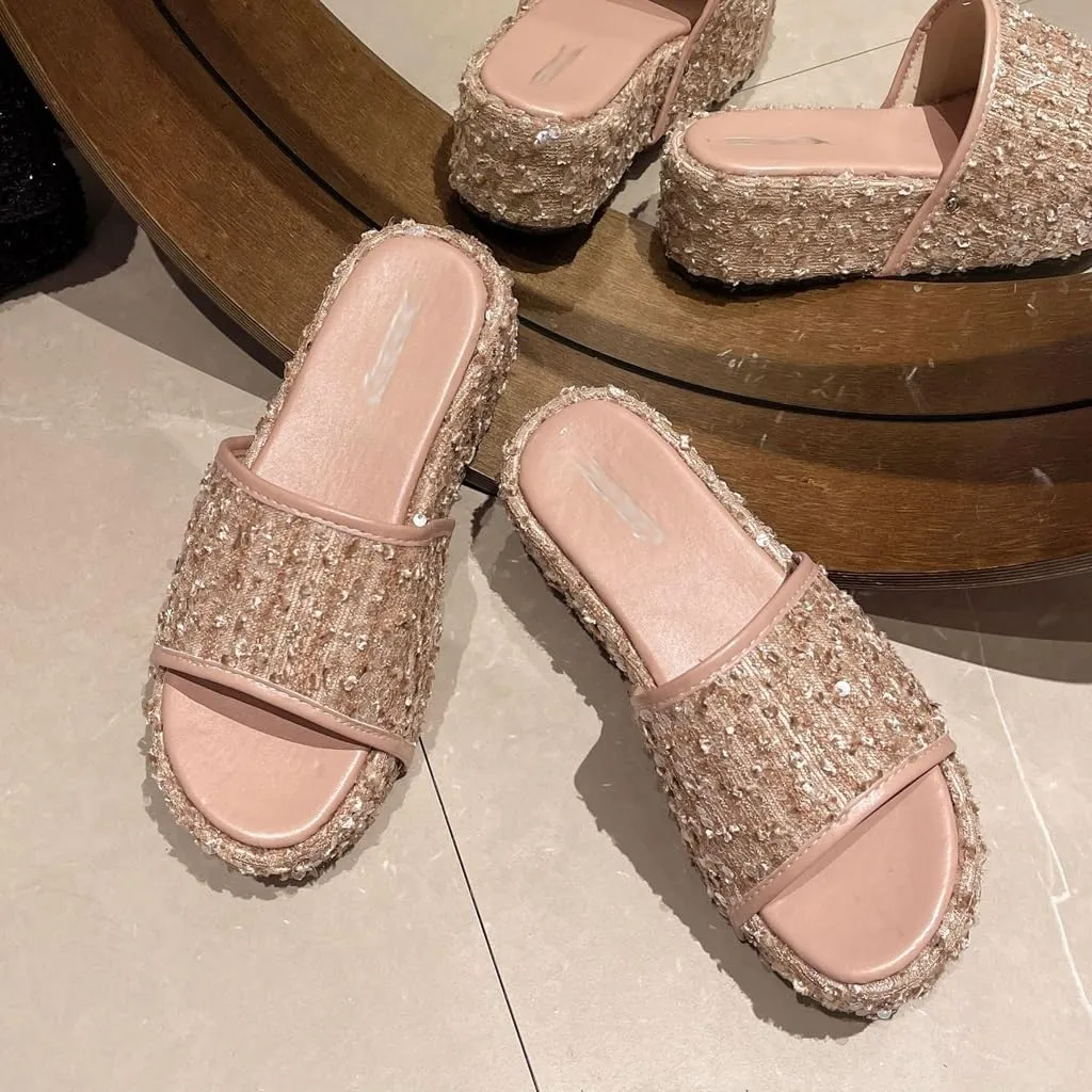HBJWOV Thick Sole Toe Flip Flops for Women's Versatile Soft Sole with Diamond Sandals