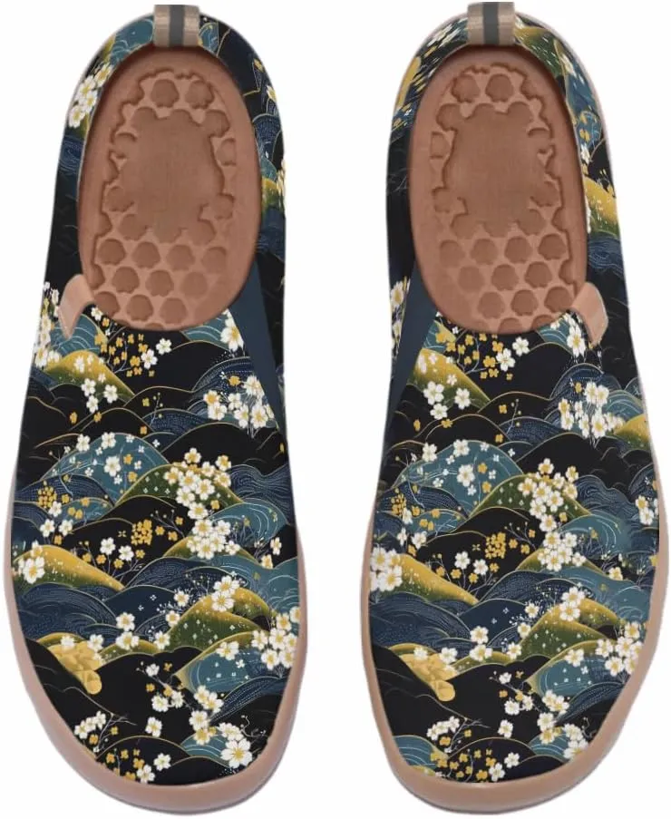 Hetios Women's Travel Footwear Knit Mesh Artistic Slip On Shoes Lightweight Comfortable Casual Loafers