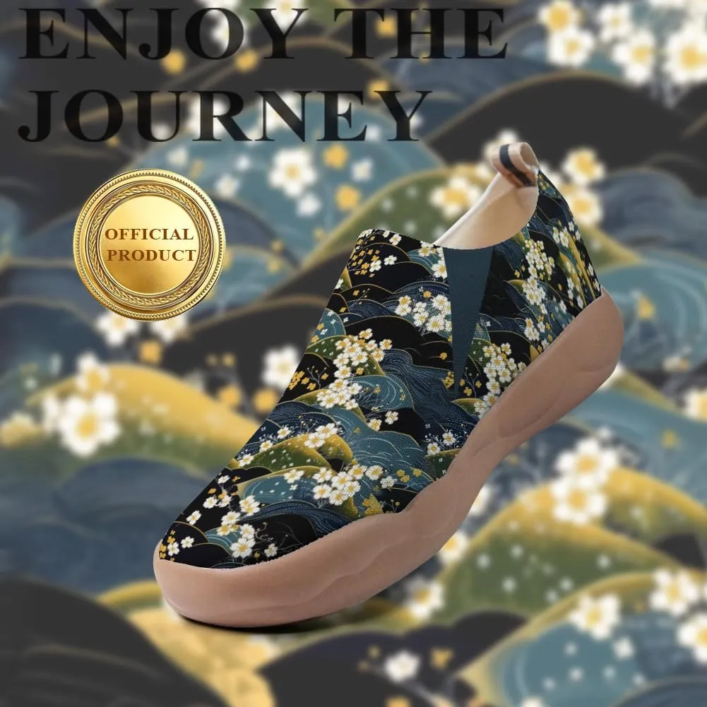 Hetios Women's Travel Footwear Knit Mesh Artistic Slip On Shoes Lightweight Comfortable Casual Loafers