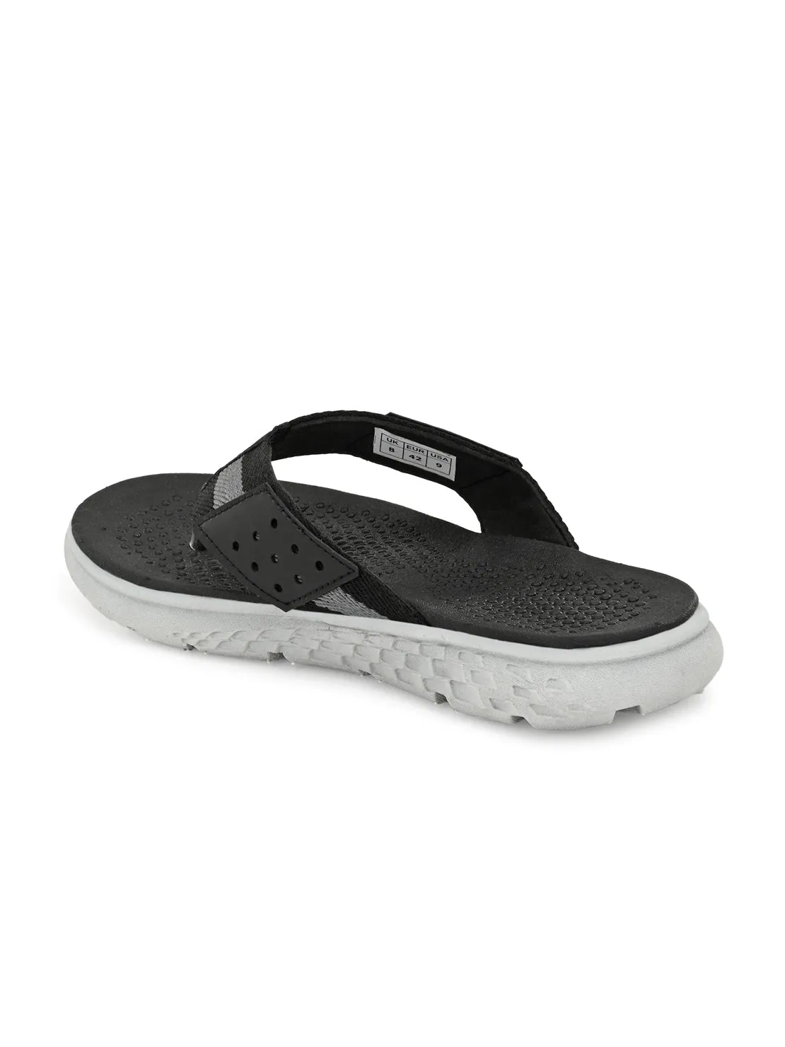 Hirolas® Men's Black/Grey CLOUDWALK | Comfortable | Ultra-Soft | Light-Weight | Shock Absorbent | Bounce Back Technology | Water-Resistant Slippers (HROFF25BLK)