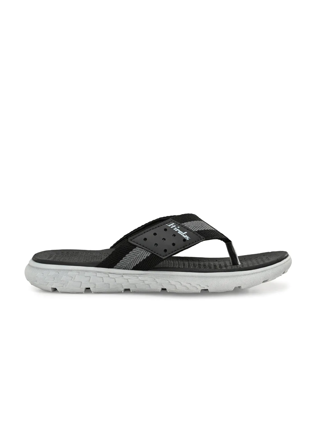 Hirolas® Men's Black/Grey CLOUDWALK | Comfortable | Ultra-Soft | Light-Weight | Shock Absorbent | Bounce Back Technology | Water-Resistant Slippers (HROFF25BLK)