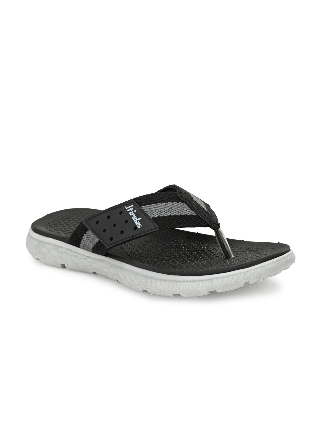 Hirolas® Men's Black/Grey CLOUDWALK | Comfortable | Ultra-Soft | Light-Weight | Shock Absorbent | Bounce Back Technology | Water-Resistant Slippers (HROFF25BLK)