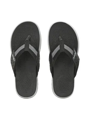 Hirolas® Men's Black/Grey CLOUDWALK | Comfortable | Ultra-Soft | Light-Weight | Shock Absorbent | Bounce Back Technology | Water-Resistant Slippers (HROFF25BLK)