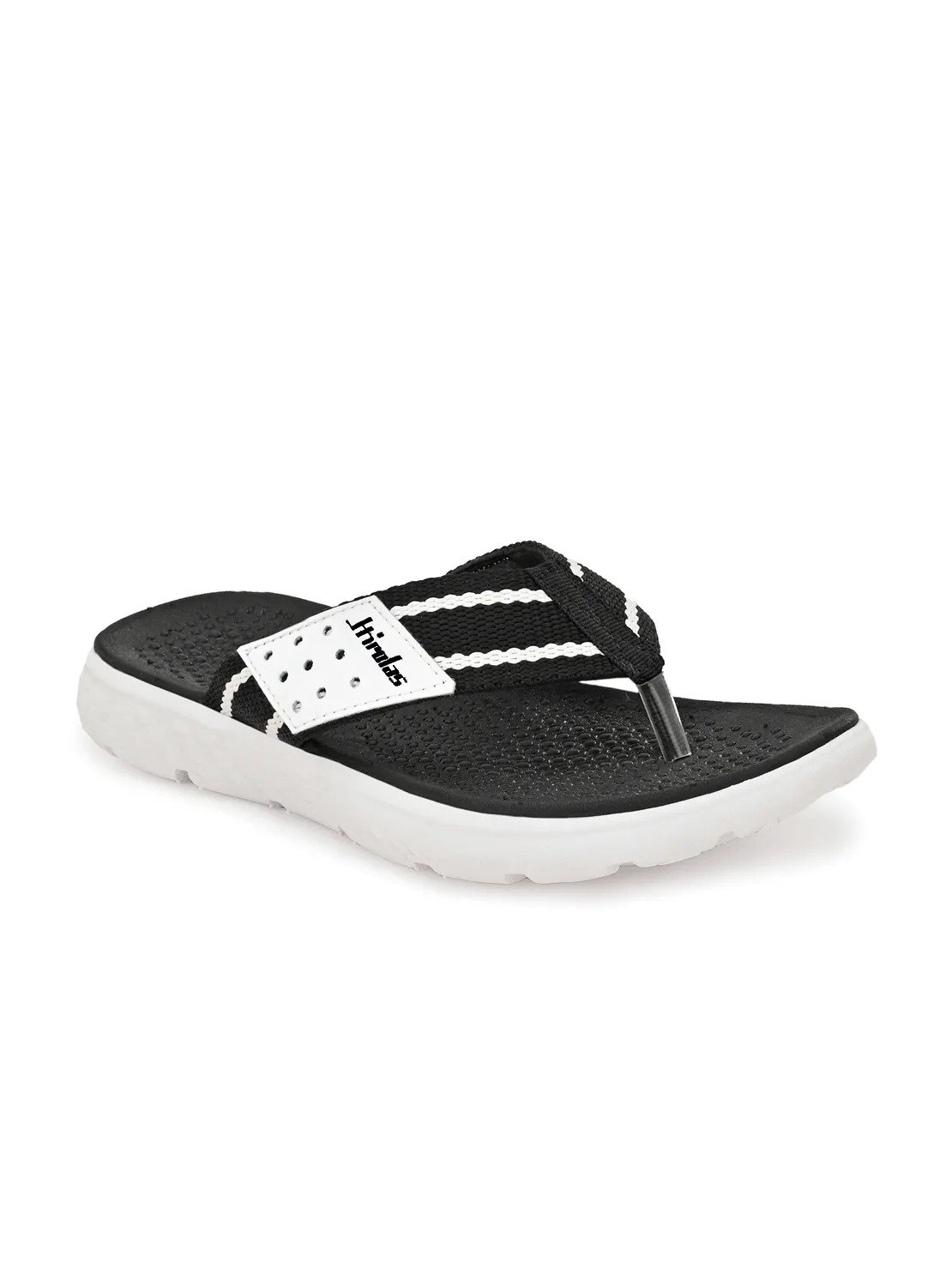 Hirolas® Men's Black/White CLOUDWALK | Comfortable | Ultra-Soft | Light-Weight | Shock Absorbent | Bounce Back Technology | Water-Resistant Slippers (HROFF25BLW)