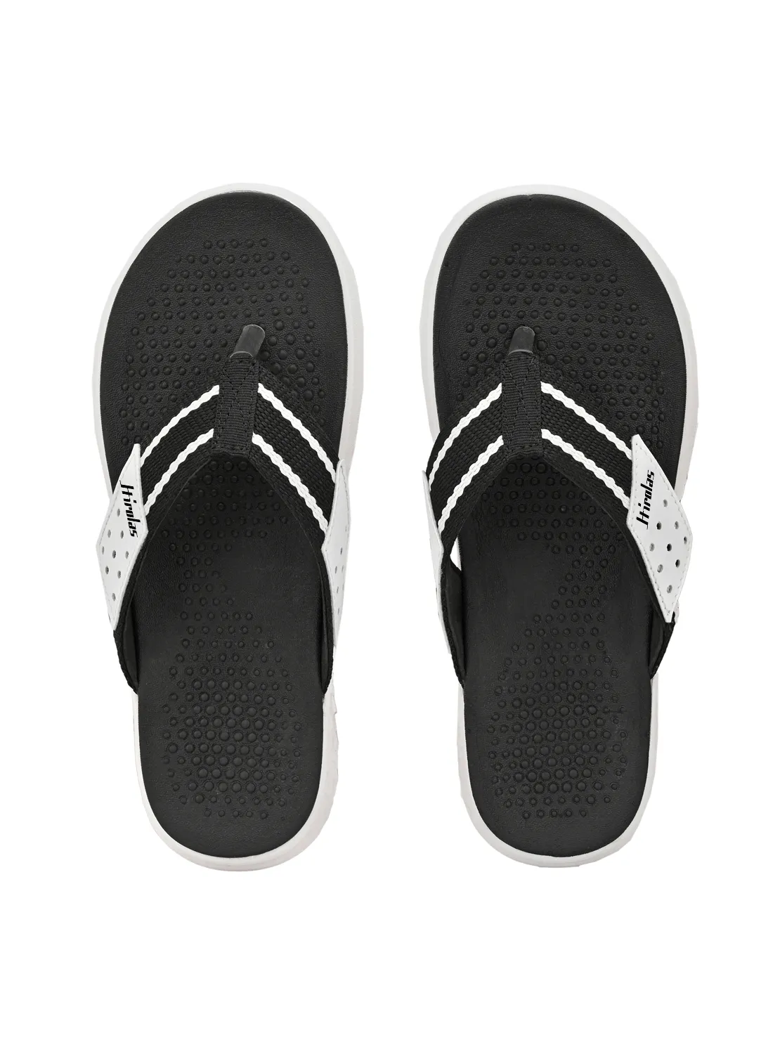 Hirolas® Men's Black/White CLOUDWALK | Comfortable | Ultra-Soft | Light-Weight | Shock Absorbent | Bounce Back Technology | Water-Resistant Slippers (HROFF25BLW)