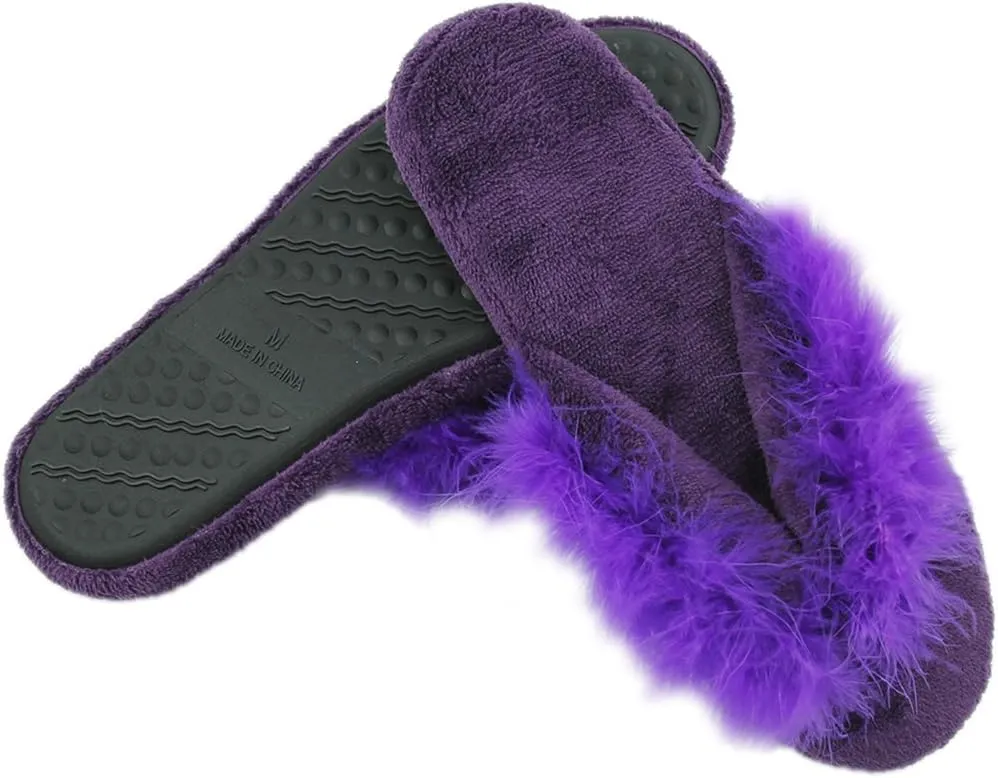 Home Slipper Women's Soft Fleece Indoor Non-Slip House Flip-Flops SPA Thong Slippers