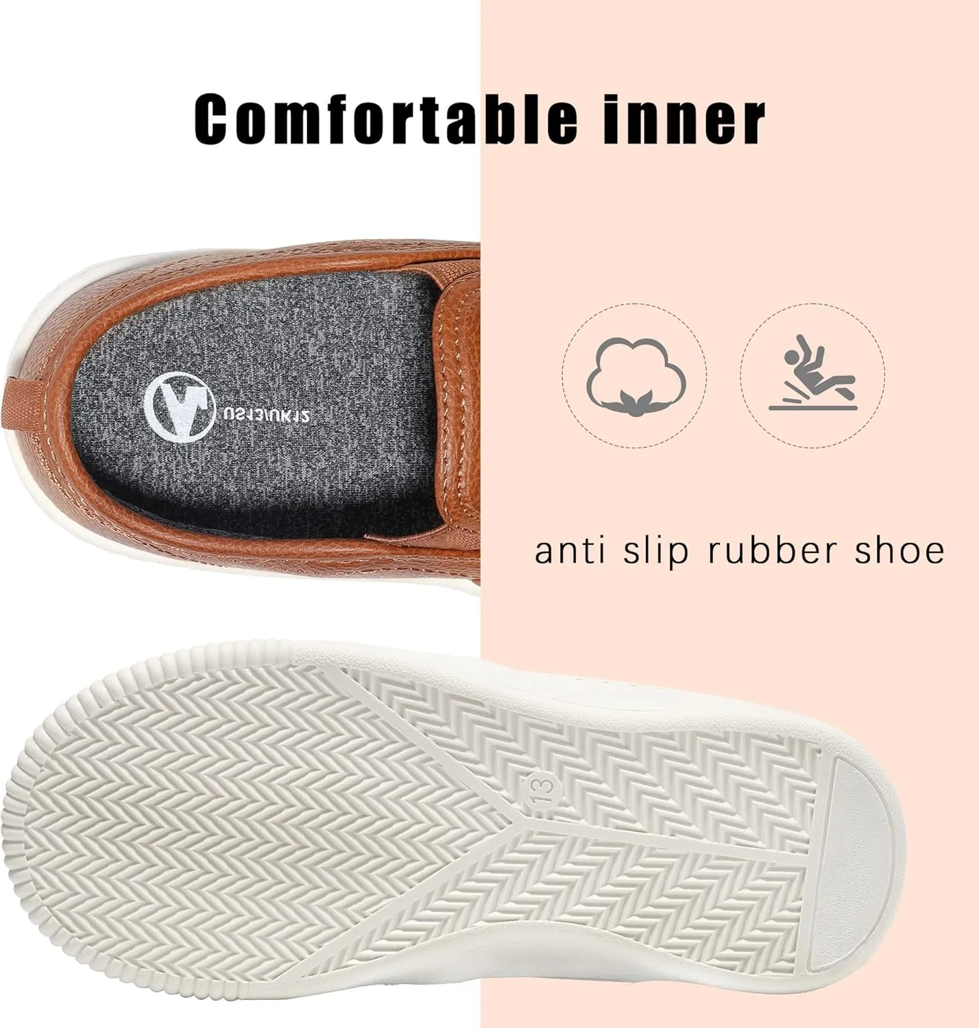 HOMEHOT Boys Slip on Sneakers Casual Dress Shoes Faux Leather Loafers (Toddler,Big Kids, Little Kids)