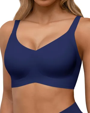 HORISUN Seamless Bras Full Coverage Wireless Push Up Bra for Women No Underwire Comfort V Neck Bralettes with Support