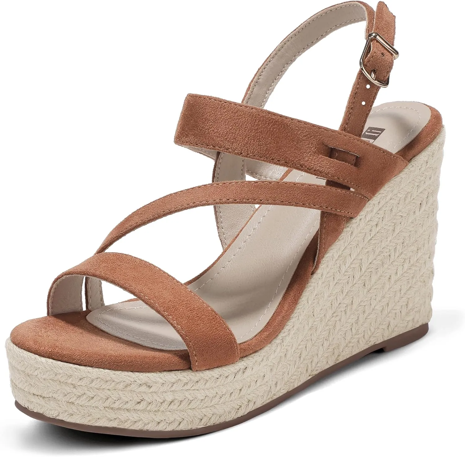 IDIFU IN4 Espadrille Wedge Sandals for Women Platform Wedges Heels Wedding Bridal Ladies Open Toe Dressy Sandals Comfortable Summer Ankle Strap Strappy High Heel Wedges