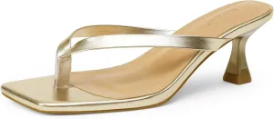 iiimmu Kitten Heels Flip Flops Heeled Thong Sandals for Women Square Open Toe with 2 Inch Low Heel