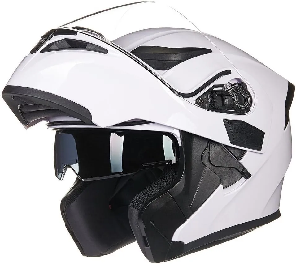ILM Motorcycle Dual Visor Flip up Modular Full Face Helmet DOT 6 Colors Model 902