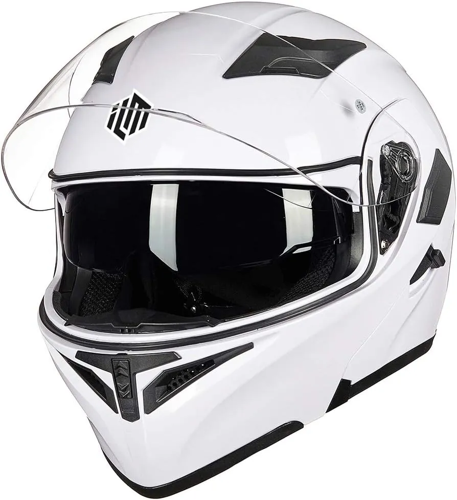 ILM Motorcycle Dual Visor Flip up Modular Full Face Helmet DOT 6 Colors Model 902