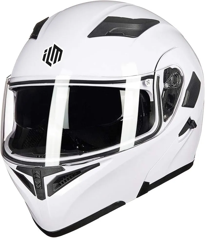ILM Motorcycle Dual Visor Flip up Modular Full Face Helmet DOT 6 Colors Model 902