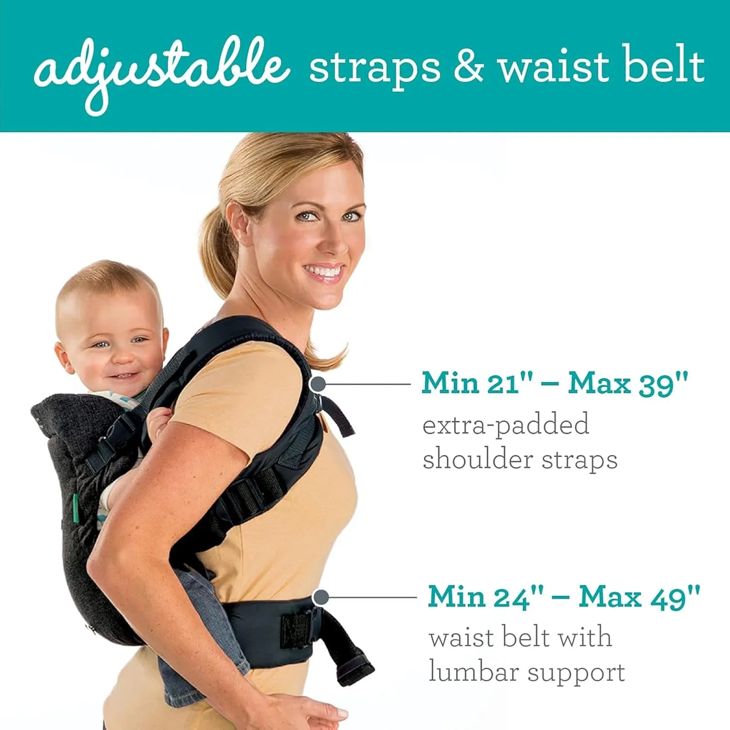 Infantino Flip Advanced 4-in-1 Baby Carrier - Ergonomic, Convertible, Face-in and Face-Out Front and Back Baby Carrier for Newborn to Toddler 8-32 lbs, Black