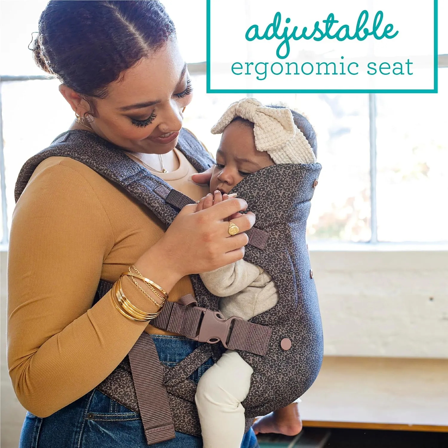 Infantino Flip Advanced 4-in-1 Baby Carrier - Ergonomic, Convertible, Face-in and Face-Out Front and Back Baby Carrier for Newborn to Toddler 8-32 lbs, Leopard