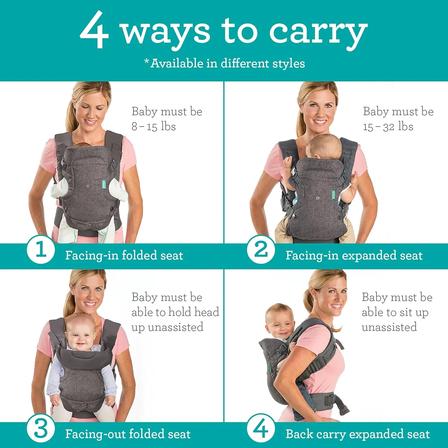 Infantino Flip Advanced 4-in-1 Baby Carrier - Ergonomic, Convertible, Face-in and Face-Out Front and Back Baby Carrier for Newborn to Toddler 8-32 lbs, Leopard
