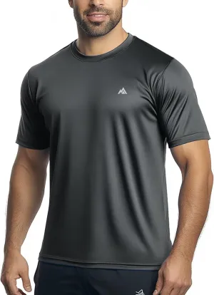 Instant Cooling Quick Dry Workout Shirt for Men Coolmax Moisture Wicking Performance Crew Neck Running Comfort