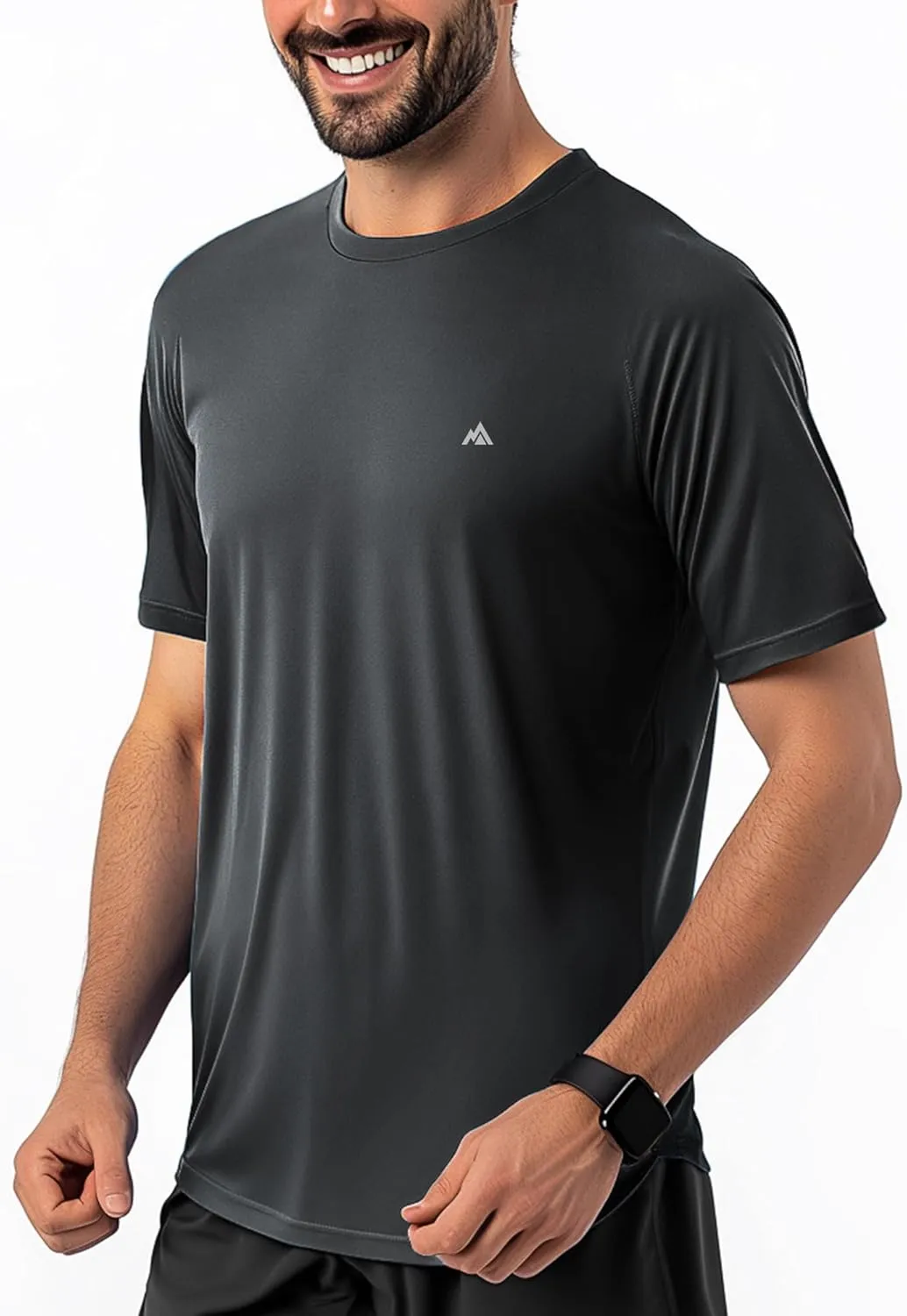 Instant Cooling Quick Dry Workout Shirt for Men Coolmax Moisture Wicking Performance Crew Neck Running Comfort