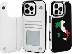 Italia Italy Italian Map Flag Compatible with Case Wallet with Card Holder Trendy Phone Flip Cover