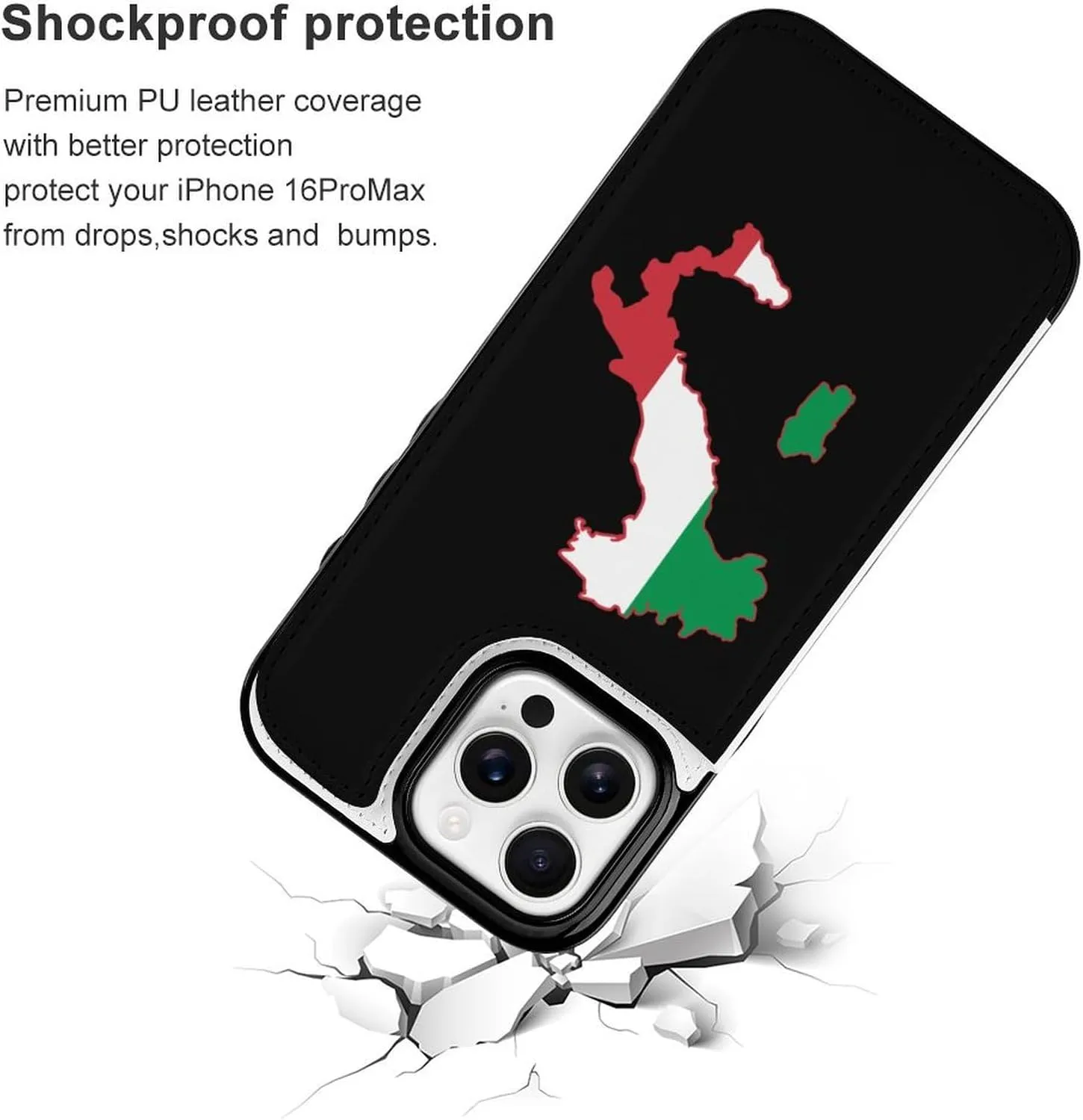 Italia Italy Italian Map Flag Compatible with Case Wallet with Card Holder Trendy Phone Flip Cover