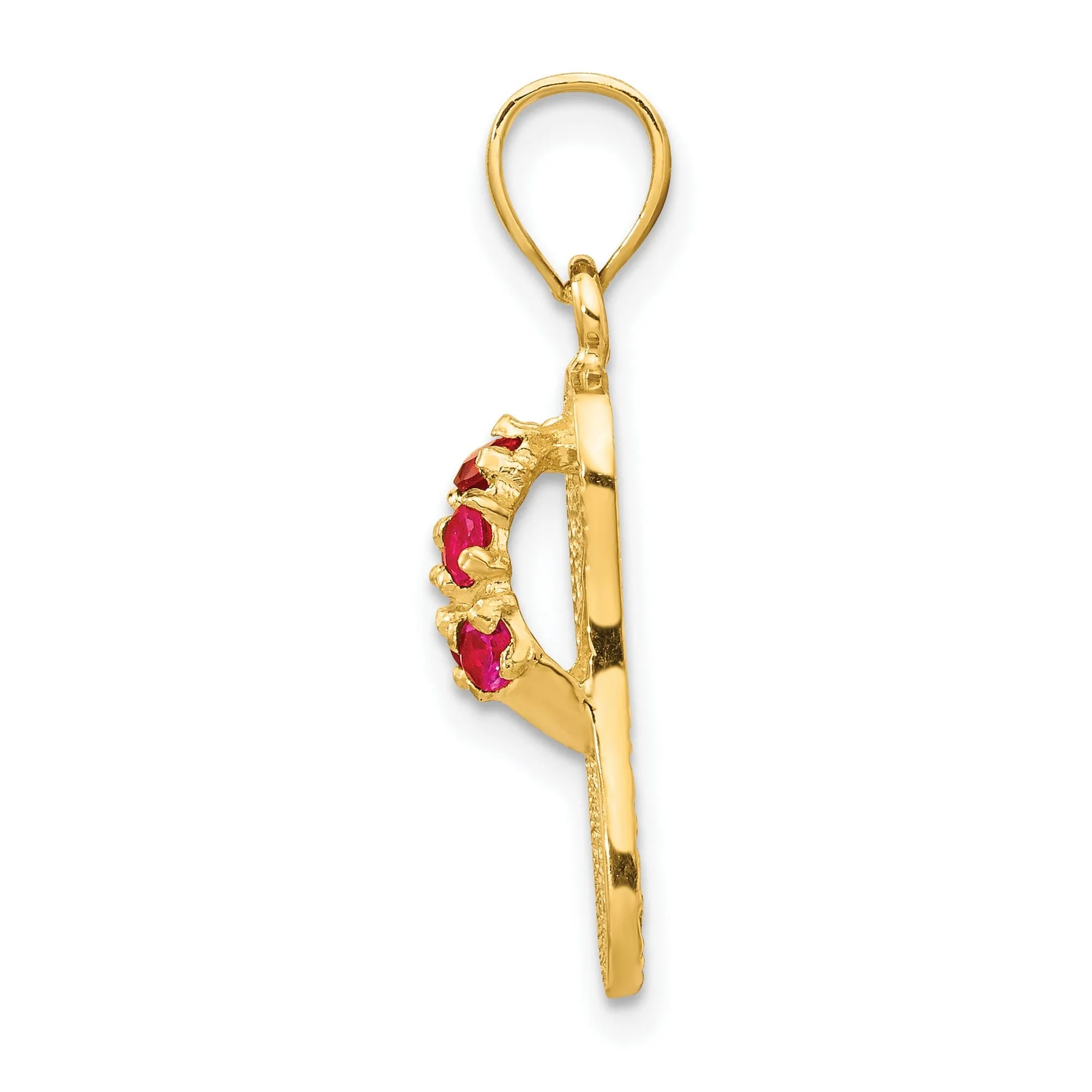 January CZ Birthstone Flip Flop Sandal Charm Pendant in Real 14k Yellow Gold