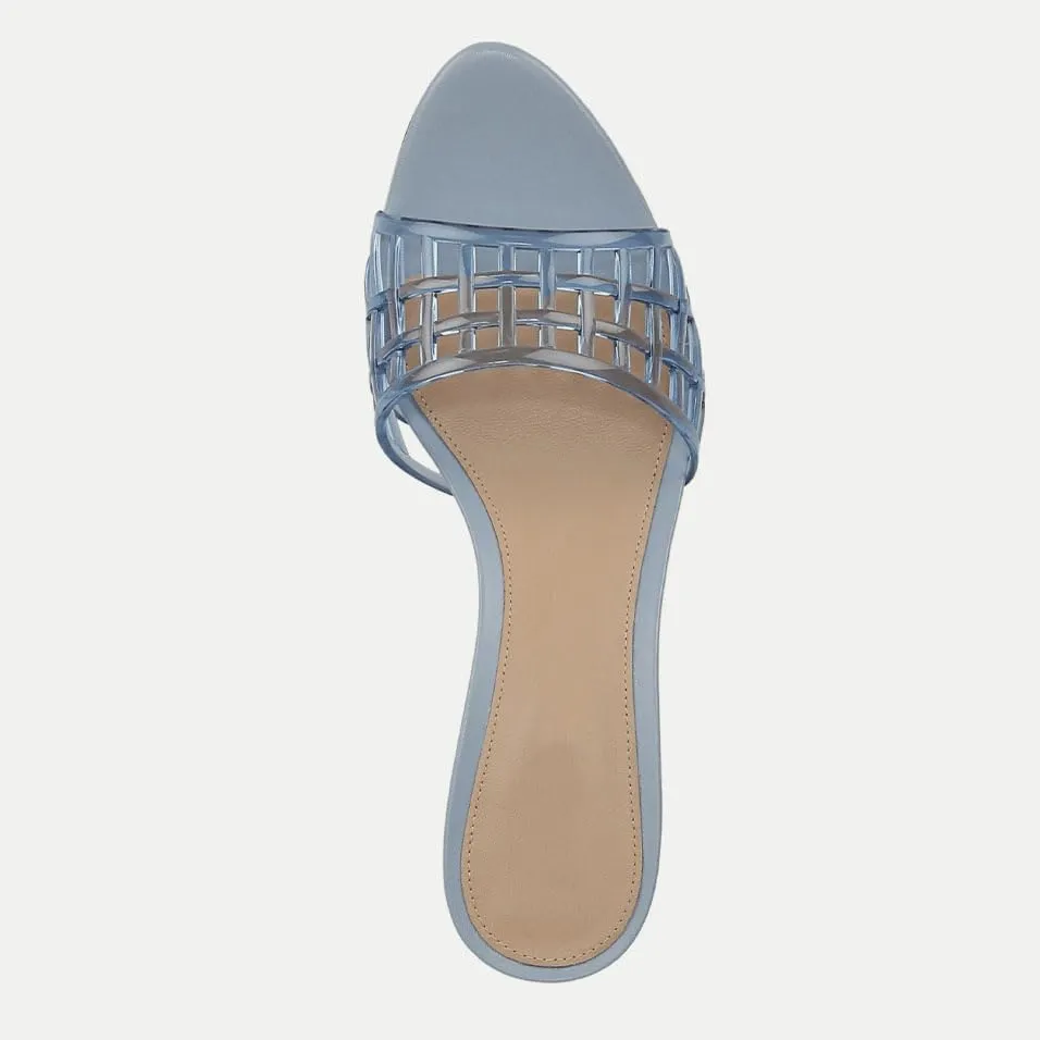 Jelly Heeled Sandals for Women Open Toe Mesh Woven Hollow Jellies Mules Sandals Beach Summer Dress Jellies Shoes