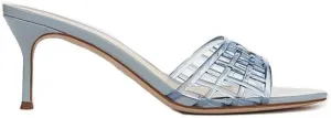 Jelly Heeled Sandals for Women Open Toe Mesh Woven Hollow Jellies Mules Sandals Beach Summer Dress Jellies Shoes