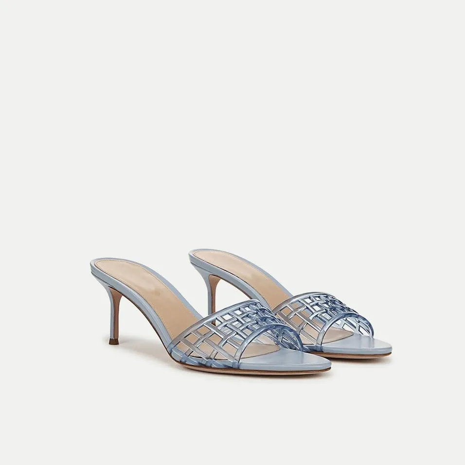 Jelly Heeled Sandals for Women Open Toe Mesh Woven Hollow Jellies Mules Sandals Beach Summer Dress Jellies Shoes