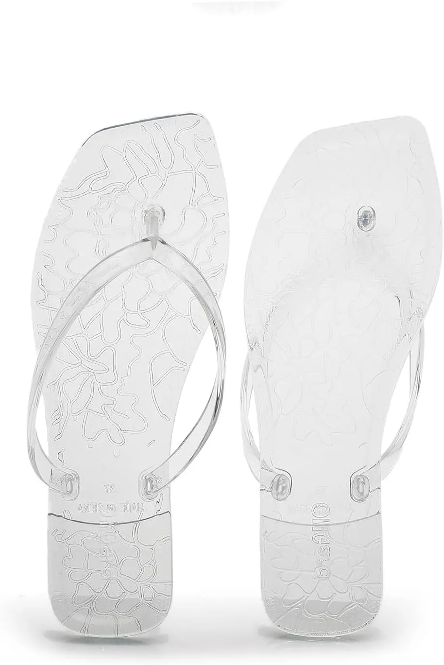 Jelly Sandals for Womens Flip Flops Thong Flat Jellies Shoes Clear Square Slides Size 10 Summer Beach Slipper Durable Quick Drying Soft